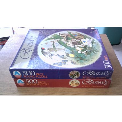 RHAPSODY by Arrow Puzzles - 2 Jigsaw Water Scene & Garden Birds (500 Piece) 1979