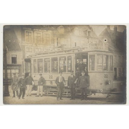 Electric Tram Guînes Pas-de-Calais France early 20th C. RPPC