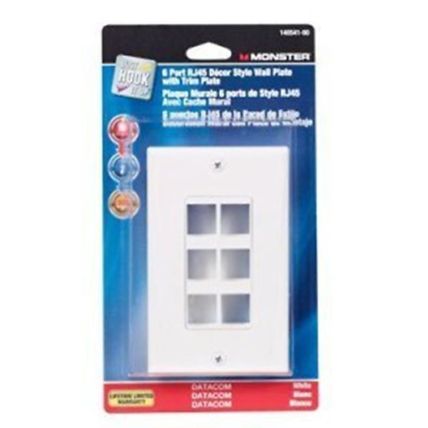 Monster Cable Datacom Wall Plate 6 Port White