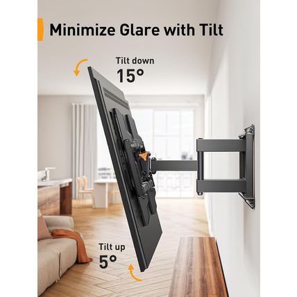 Perlegear UL Listed Full Motion TV Wall Mount for 42-85 Inch Tvs up to 132 Lbs,