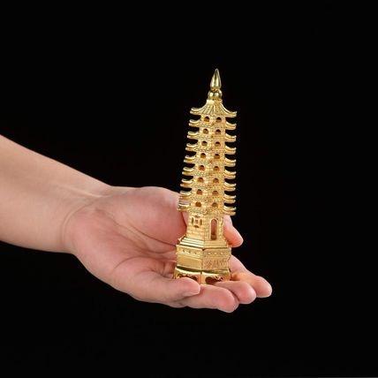 BRABUD 5.1'' Alloy Fengshui 9 Level Pagoda Wenchang Tower Statue Protection Busi