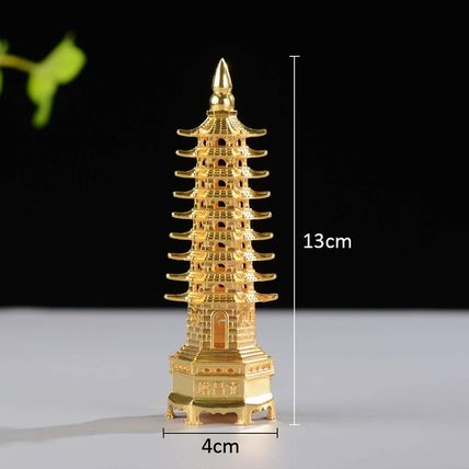 BRABUD 5.1'' Alloy Fengshui 9 Level Pagoda Wenchang Tower Statue Protection Busi