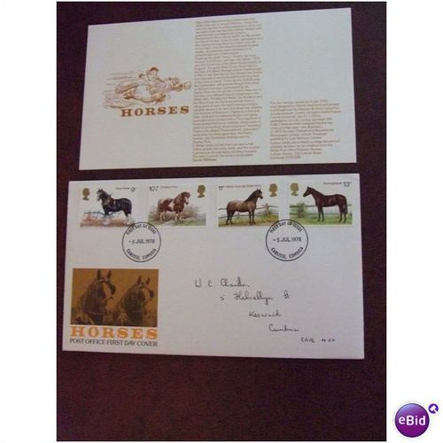 1978 Horses GB PO First Day Cover Carlisle handstamp