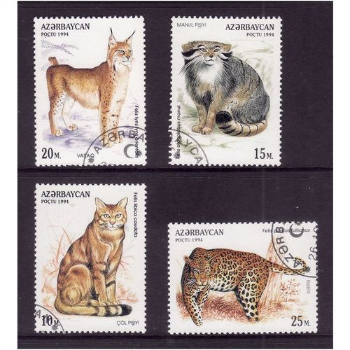 AZERBAIJAN 1994 WILD CATS SG 195 / 198 4 VALS FINE USED