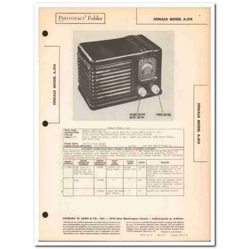 de wald model a-514 5-tube am radio receiver sams photofact manual