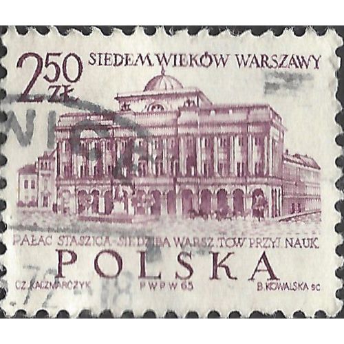 POLAND, Warsaw, Staszic Palace , violet 1965, 2.50 Zl, #4