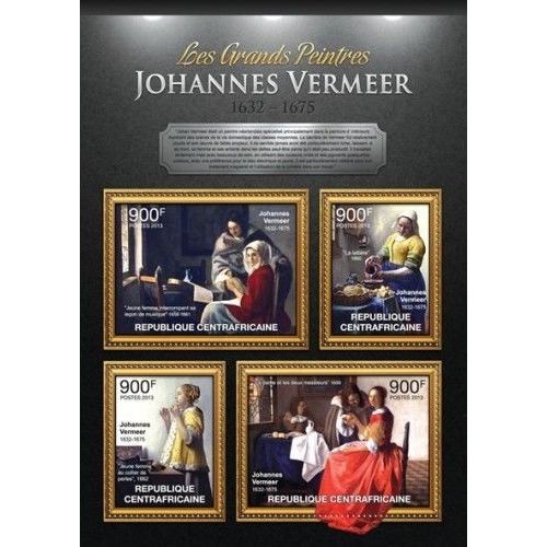 CENTRAL AFRICA 2013 SHEET MNH JOHANNES VERMEER ART PAINTINGS ARTE PINTURAS 2