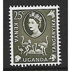 KENYA UGANDA TANGANYIKA 1962 SG 187 25c BRONZE GREEN M / MINT