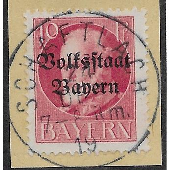 GER (BAVARIA) 1919 10pf KING LUDWIG III' (OVPT) FINE USED(EBID65-439)