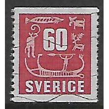 SWEDEN 1954 ROCK CARVINGS 60 ORE RED SG349 FINE USED#2