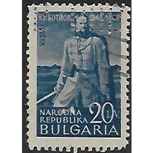 Mi 673 b: 20 L. deep blue/chamois Cent. of the Birth of H. Botev, p. 10¾, perfin