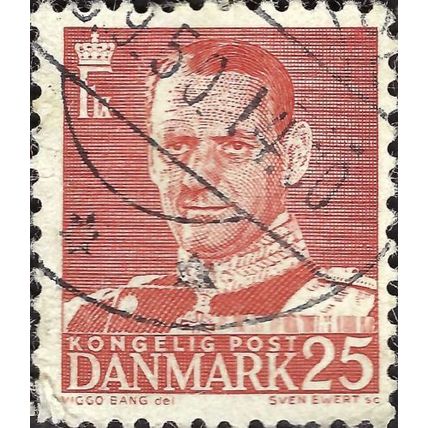 DENMARK, King Frederick IX, reddish brown 1950, 25ore, #4