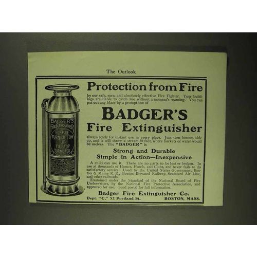 1903 Badger's Fire Extinguisher Ad - Protection