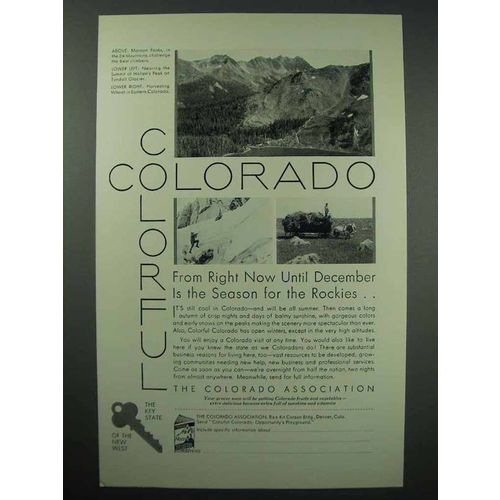 1930 Colorado Tourism Ad - Maroon Peaks