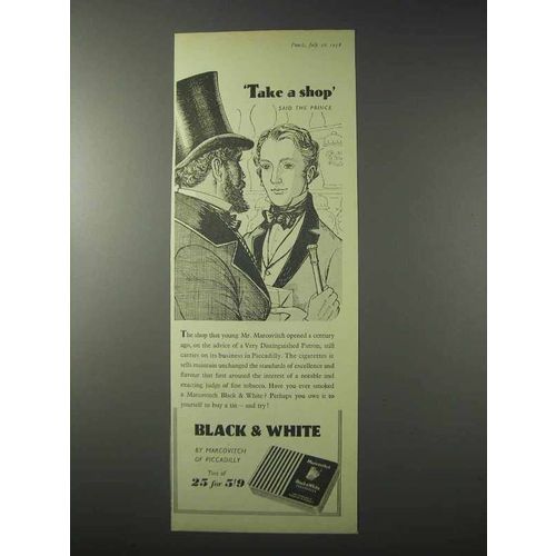 1958 Marcovitch Black & White Cigarettes Ad - Take Shop