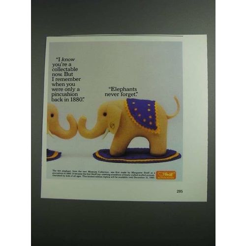 1984 Steiff Felt Elephant Ad - Know You're Collectable