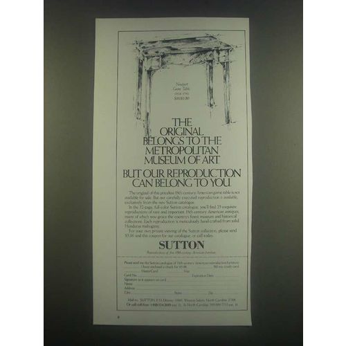 1985 Sutton Newport Game Table Ad