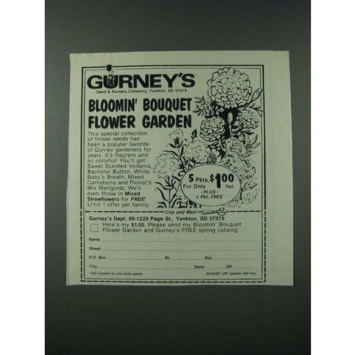 1986 Gurney's Bloomin' Bouquet Flower Garden Ad