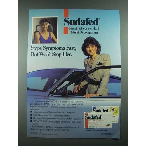 1988 Sudafed Nasal Decongestant Ad - Stops Symptoms Fast