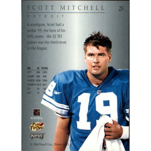 1996 Playoff Football Trophy Contenders Scott Mitchell #28