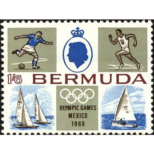 Bermuda QEII 1968 Olympic Games Mexico 1s 6d Mounted Mint MM SG 222 Sc 228 stamp