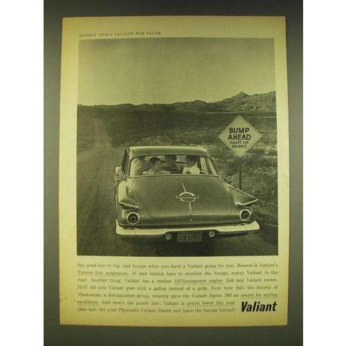 1962 Valiant Signet 200 Car Ad - Bump ahead (except for Valiants)