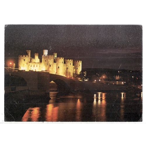 CONWAY CASTLE night, unused postcard Caernarvonshire by J. Arthur Dixon #