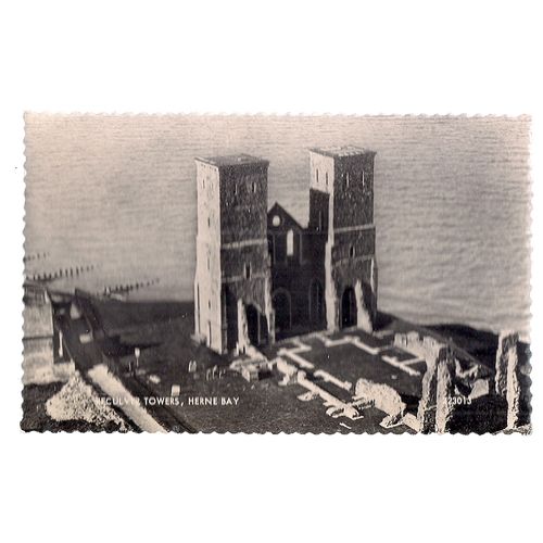 RECULVER TOWERS,near HERNE BAY. vintage used postcard .RP by Valentine 1961 pm =