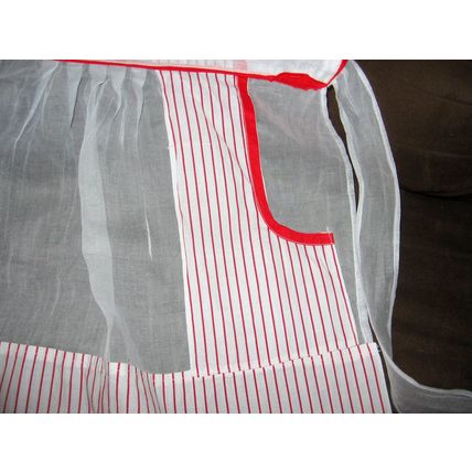 Vintage White Red Striped Half Apron