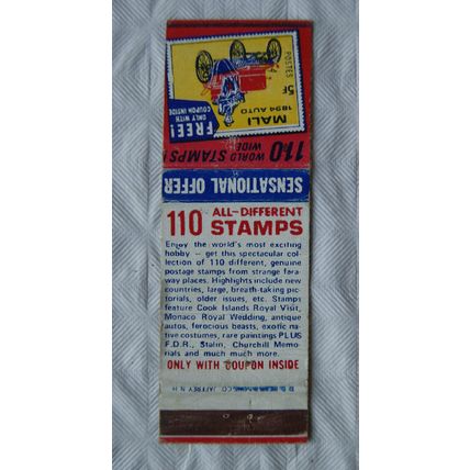 vintage Matchbook cover Garcelon Stamp Co 110 Stamps offer