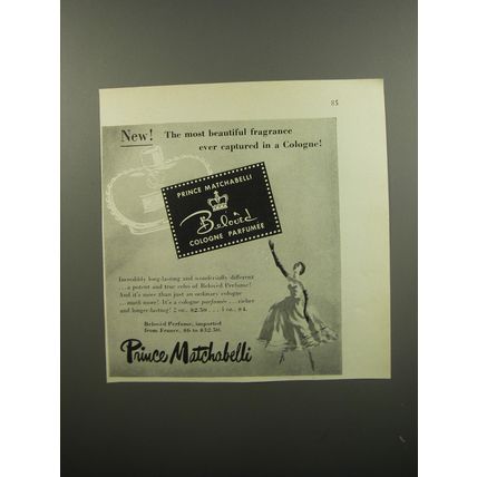1951 Prince Matchabelli Beloved Cologne Perfume Advertisement