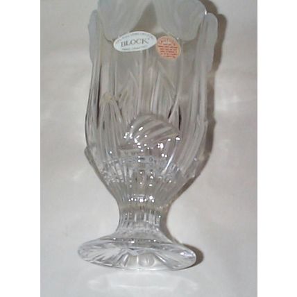 Vintage Block Tulip 7 Inch Hurricane Vase / Candle Holder - 24% Lead Crystal Han