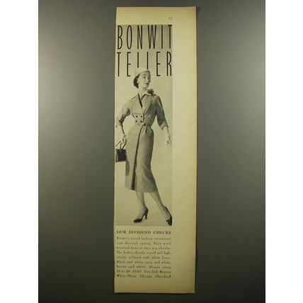 1954 Bonwit Teller Suit Ad - Our Dividend Checks