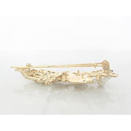 Silver or gold flower and leaf pearl crystal hair pin clip barrette