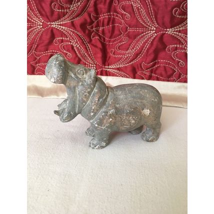 African Art Hand Carved Soapstone Hippo Hippopotamus Sculpture Collectable