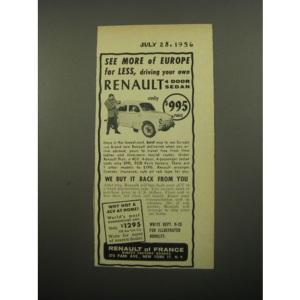 1956 Renault 4CV Sedan Ad - See more of Europe for Less