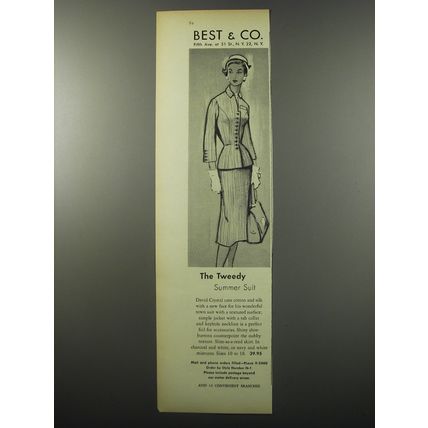 1955 Best & Co. David Crystal Suit Ad - The Tweedy Summer Suit