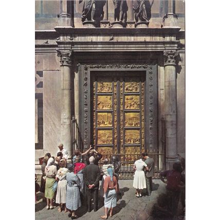 Firenze Battistero Porta del Paradiso Italy Postcard posted 1966 creased