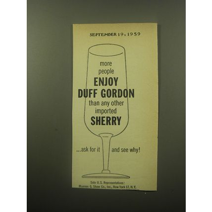 1959 Duff Gordon Sherries Advertisement
