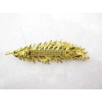 Small bronze gold leaf hair clip barrette