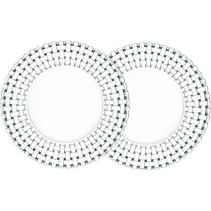 Nachtmann Bossa Nova Set of 2 Dinner Plates-10.5"-Crystal-NEW-SEALED-FAST SHIP