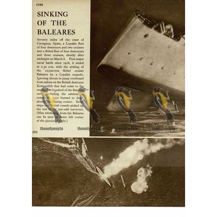 Sinking of the Baleares off Cartagena, Spain, 1938, Book Illustration, 1938