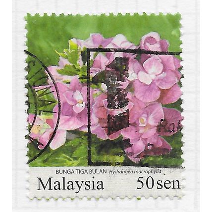 MALAYSIA 2010 BUNGA TIGA BULAN FLOWERS 50s USED WATERMARK DIAGONAL