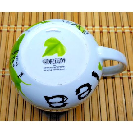 Konitz Tea Drinking Mug Leaves Word Tea All Over Porcelain Mug Made In Thailand