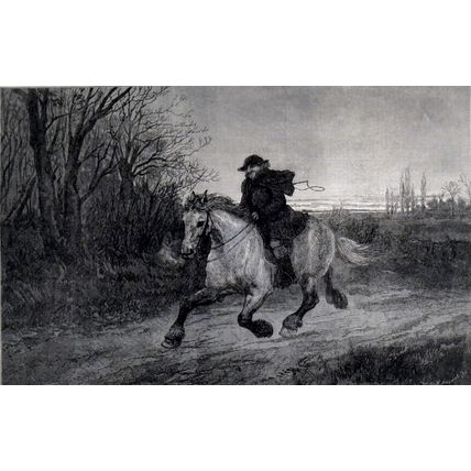 BELATED TRAVELLER 1871 Heywood Hardy - William Hollidge VICTORIAN ENGRAVING