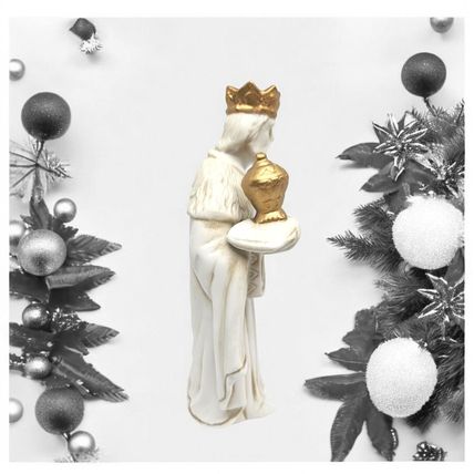 Nativity King - White Bisque with Gold Trim - Wise Man - Frankincense, Myrrh