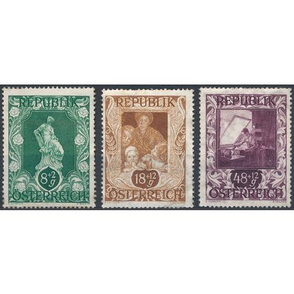 National Art Exhibition Fund:3 Values- Austria 1947 - NM H - MiNr 813, 816 & 820