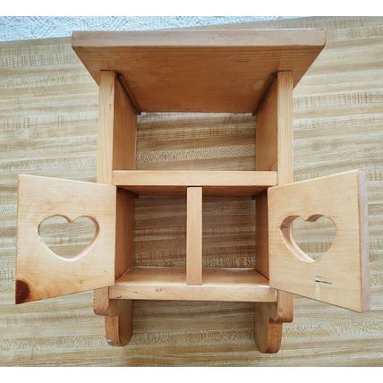 Homemade Handmade Wood 2 Heart Door Hanging Wall Shelf