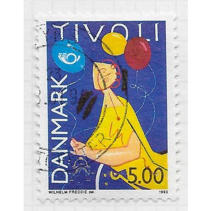 DENMARK DANMARK 1993 TIVOLI PLEASURE GARDENS 150 YEARS GIRL BALLOONS 5Kr USED