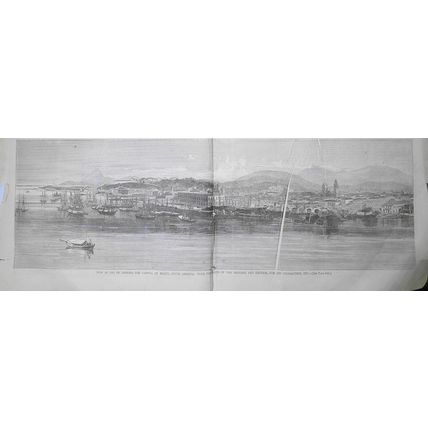 Rio de Janeiro, Brazil - Harper's Weekly, 1865 - original double-page print